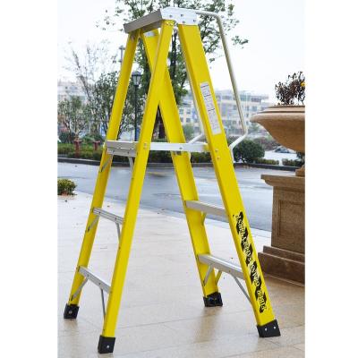 China Folding Ladders Hot selling fiberglass with handrail wide step safety platform ladder for sale