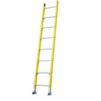 China Folding Ladders hot sale portable fiberglass D-rung step ladder for telecom sector FRP Single straight ladder for sale