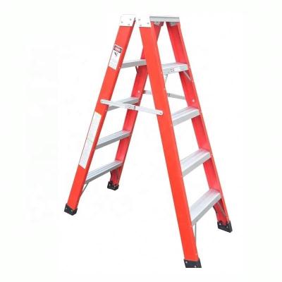 China Folding Ladders New design double side red color 7 steps multi-purpose ladder fiberglass en venta