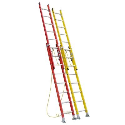 China Folding Ladders 2*14 steps 8.4m double cheap extension fiberglass folding ladder for sale