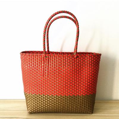 China 2019 Hot Selling Recyclable Plastic Storage Basket Woven Shopper Bags for sale