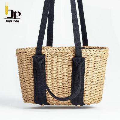 China Custom Polyester Women's Large Summer Beach Handbags Tote Straw Paper Tote Woven Rope Bags for sale