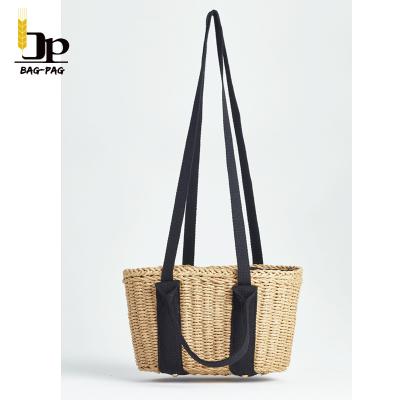 China 100% Custom Women's Summer Beach Handbags Straw Paper Tote Eco-Friendly Woven Rope Bags, For Vacation for sale