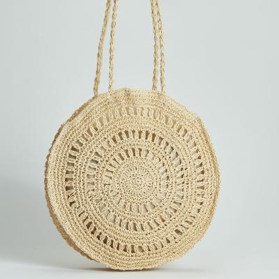 China 100% Latest Designs Eco-friendly Round Shape Fashion Handbag Handmade Crossbody Crochet Straw Knitting Bag for sale