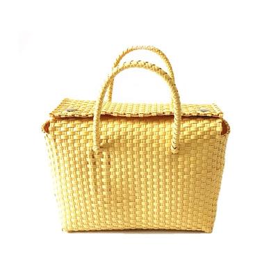 China China Manufacture Recyclable Straw Woven Plastic Handwork Handbag Packaging for sale