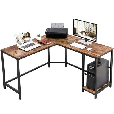 China Industrial Computer Table Corner Desk (Height) Wooden L Shaped Adjustable Retro Office Desk with Shelves for sale