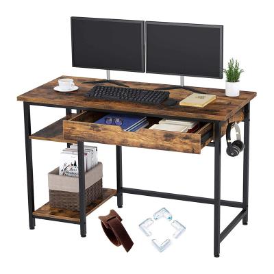 China (Size) Industrial Design Retro Adjustable Home Office Computer Desk With Shelves And Drawer for sale