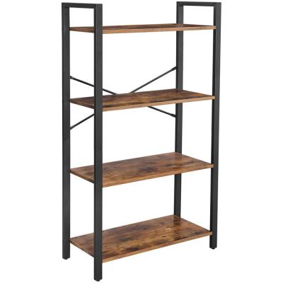 China Industrial Design Brown 4-Tier Regular Bookcase Living Room Rustic Shelf for sale