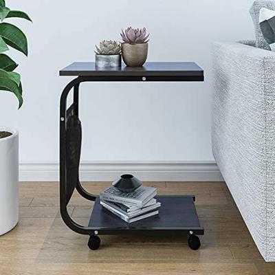 China (Size) Black Walnut Adjustable Side Trolley Table Coffee Tea Snack Table Near Sofa Bed Couch Table On Wheels For Living Room Bedroom for sale