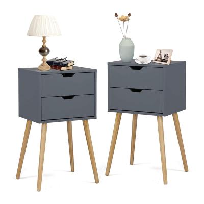 China (Size)Adjustable Dark Gray Nightstands Side Table End Table with 2 Drawers Accent Modern Tall Nightstands for Bedroom for sale