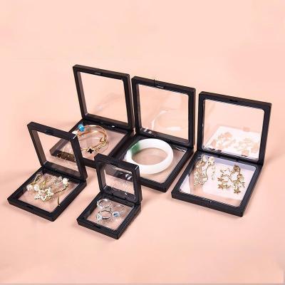 China Custom Floating Exhibition /packaging/storage/collection Logo Black 3D frame display rack stands boxes for Ring Necklace Bracelet Earring for sale