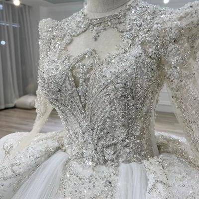 China Luxury Plus Size Lace Beading White Beaded Crystal Ball Gown Bridal Skirt Wedding Dress Evening Dress Fabric For Women for sale