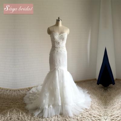 China Anti-Static Two Pieces Off The Shoulder Ball Gown Lace Mermaid Fishtail Wedding Dress for sale