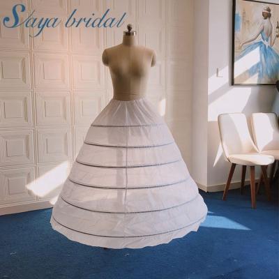 China Nylon Petticoat Wedding Dress Accessories 6 Hoops Iron Hoops Ball Gown Under Puffy Wear Good Quality Petticoat for sale