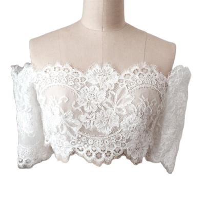 China Lace Wedding Dress Bolero Accessories Vest Off Shoulder Lace Shorts Jacket For Bride for sale