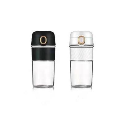 China Sustainable Easy Hold Coffee Wide Mouth Fruit Glass Water Bottle With Colorful Sleeve Case for sale