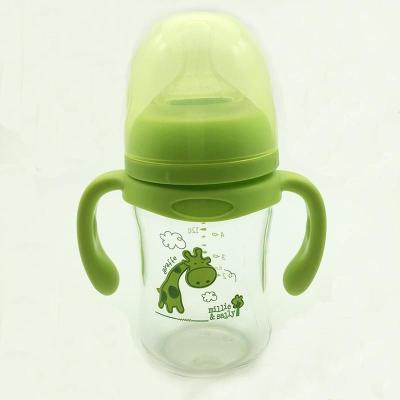 China BPA Free Baby 180ML Milk Bottle Glass Bottle Soft Nipple Silicone Portable BPA Free Bottle Baby for sale