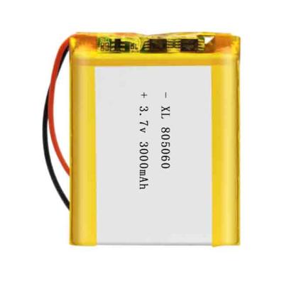 China Toys 805060 3.7v 3000mah lipo batteries customized size and capacity 7.4v 805060 rechargeable lithium 3000mah polymer battery pack for sale