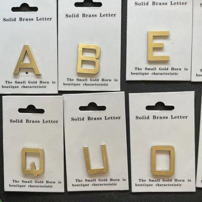 China Buildings 3CM Wall Adhesive Brass Letters DIY Shop Name Brass Address Numbers  House Numbers English Alphabet Home Decoration for sale