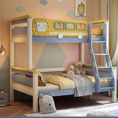 China Multifunctional Storage Bunk Bed Kids Solid Wood Wooden Bunk Bed with Book Shelves and Storage Drawers for Bedroom for sale