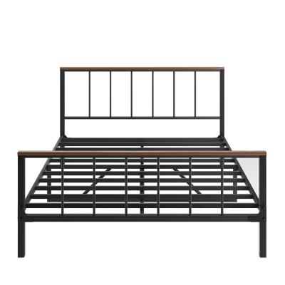 China Heavy Duty Storage Home Furniture Bedroom Metal Platform Dorm Bed with Headboard, Modern Double Bed Frame for sale