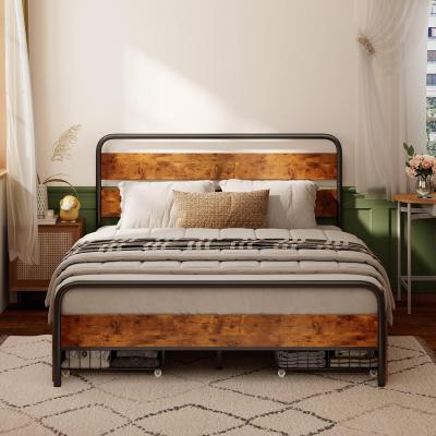 China Full Size Base Strong Quality Platform Storage Wholesale Metal Bed Frame with 4 Drawers and Storage Headboards for sale