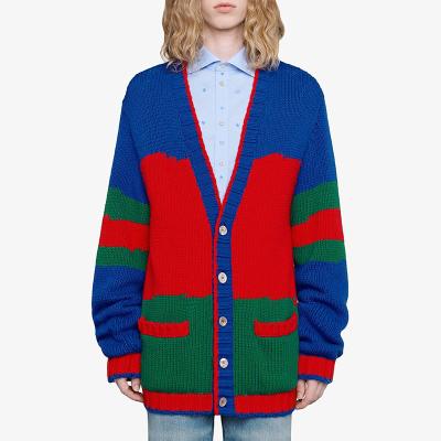 China New Style Men's Oversized Color-block Wool Knitted Sweater for sale