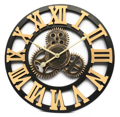 China Antique Style 60cm 24 Inch Roman Numerals Clock Home Decorative MDF Wall Clocks for sale