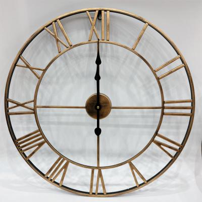 China Small MOQ Various Size Europe Metal Factory Vintage Copper Gold Wall Clock for sale