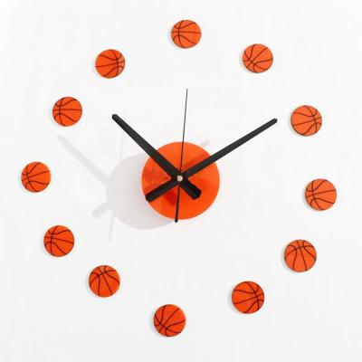 China 3d wall clock creative diy home sticker clocks basketball modern design wall clock decoration for sale for sale