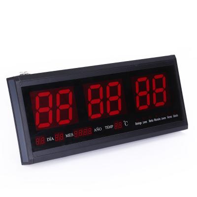 China OEM Large Large LCD LED Acceptable Wall Clock with Calendar Display and Temperature Display for sale