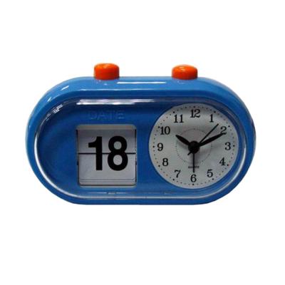 China Files type table clock promotional cheap plastic manual flip clock battery quartz alarm clock for sale