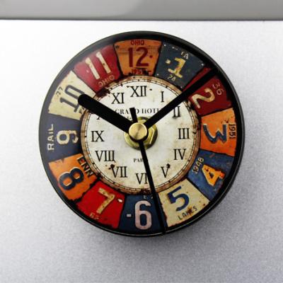 China European Antique Wooden Digital Fridge Magnet Clock Retro Style Message Sticker Magnetic Wall Clock for sale