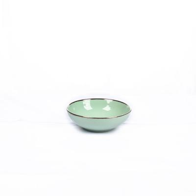 China Sustainable Shiny Spring Green Color On Glazed Porcelain Dinnerware Sets For High End Restaurant Hotel Bars for sale