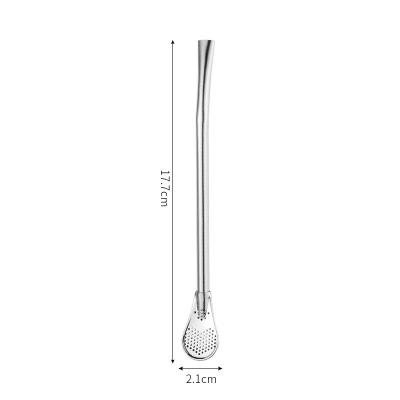 China Hot Sale 304 Steel Reusable Straws Sustainable With Filter, Eco-friendly Stainless Steel Straw, For Yerba Bombilla Tea Spoon Straws for sale