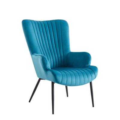 China Modern Design Blue Velvet Fabric Butterfly Modern Classic Cheap Leisure Chairs Soft Upholstered Sofa Armchair for sale