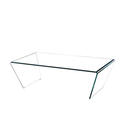 China Other living room furniture luxury modern hotel tea corner tables center place tempered clear bent curved glass coffee table for sale