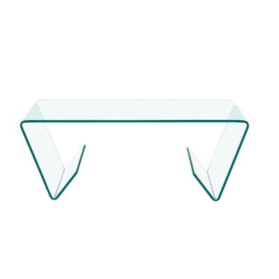 China Other luxury modern hotel tea corner tables living room furniture center square tempered clear bent curved glass coffee table for sale