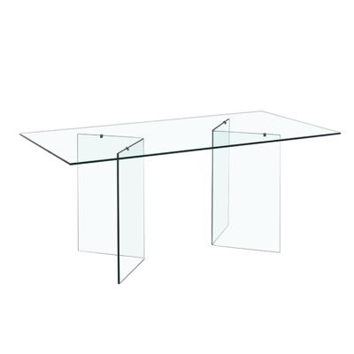 China Eco-friendly Cheap Furniture Modern Large Mirrored Clear Square Tempered Glass Top Dining Table for sale