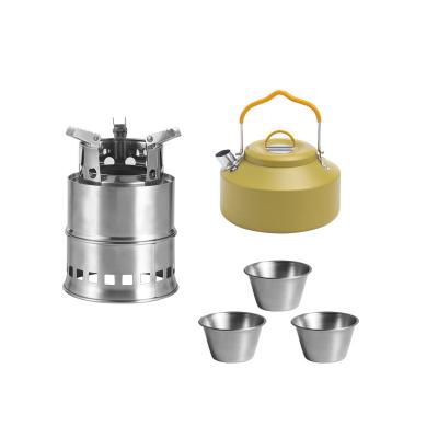 China Sustainable 304 stainless steel kettle Outdoor portable camping boiling pot cooking pot camping cookware set for sale