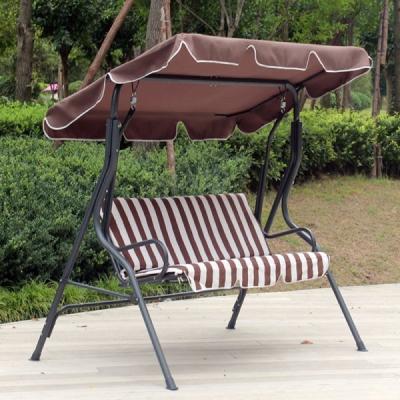 China Adult Patio 3 Seats Garden Steel Hanging Iron Swing Chair Outdoor With Canopy hammock hanging chair for sale