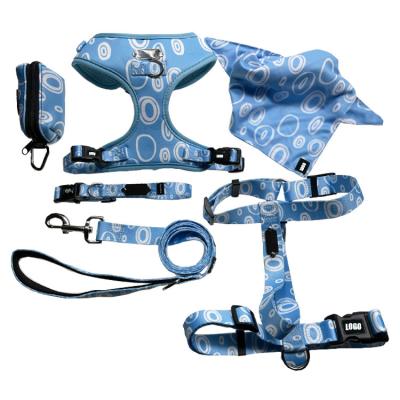 China OEM Designer Padded Luxury Pattern Reversible No Pull Dog Harness Set Custom Cat Pet Collar Leash Leads Step In Adjustable Dog Harness for sale