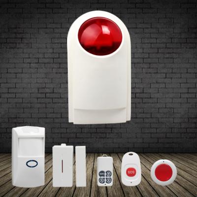 China Hot Sale Personal Wireless Home Anti-theft Sound Strobe Siren Living Light Alarm with PIR Motion Detector and Magnetic Door Sensor for sale