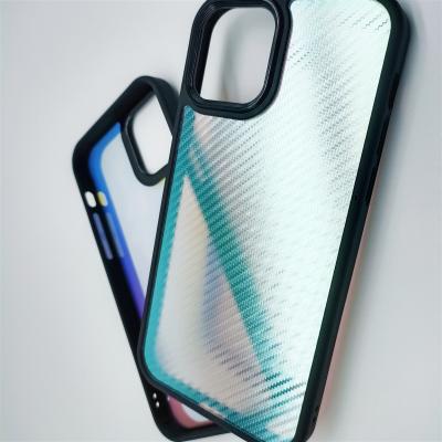 China Aurora Color Carbon Fiber Anti-fall Phone Case PC TPU Designer Phone Case For Translucent Luxury iPhone 11 12 13 Pro Max for sale