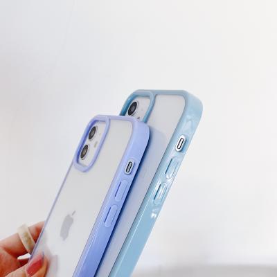 China HZY Factory Direct Selling Anti-fall Colorful Transparent PC TPU Soft Border Back Phone Case For iPhone X XS XR 11 12 Mini Pro Max for sale