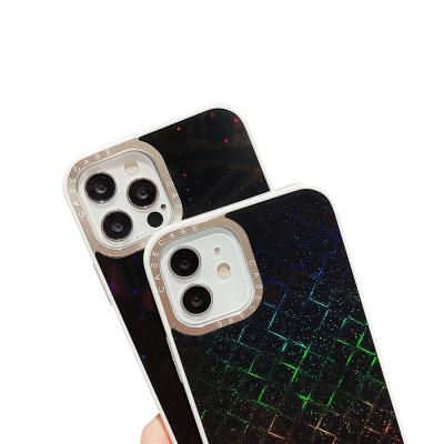 China Aurora New Bling Grid Luxury Anti-drop UV Anti-fingerprint AF Acrylic Phone Case Printing PC TPU Phone Case For iPhone for sale