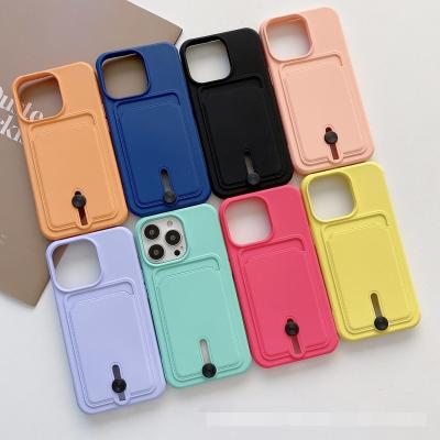 China Wholesale New Design Anti-fall Credit Card Holder Liquid Silicone Phone Case For iPhone Samsung for sale