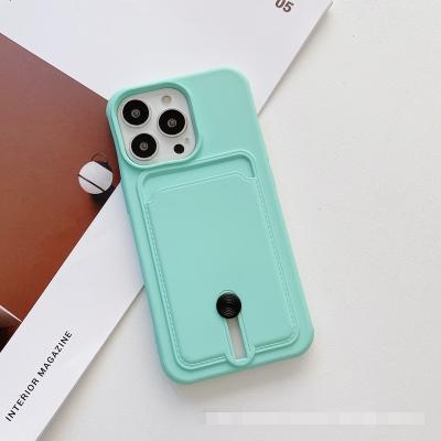 China Anti-fall Credit Card Holder Liquid TPU Mobile Phone Case Shockproof Soft Silicone Phone Case For iPhone 13 for sale