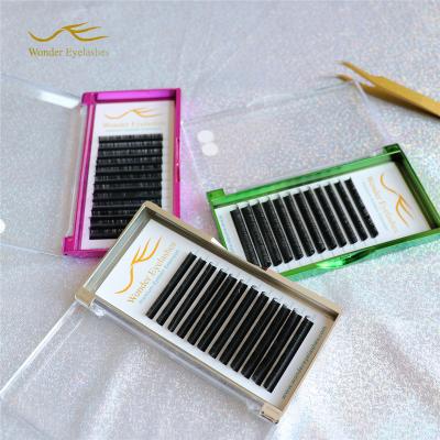 China Natural Long 0.05 Lovely Private Label Mink Eyelashes Lashes Tray Russian Volume Eyelash Extension Extensions Professional Silk Black Custom for sale