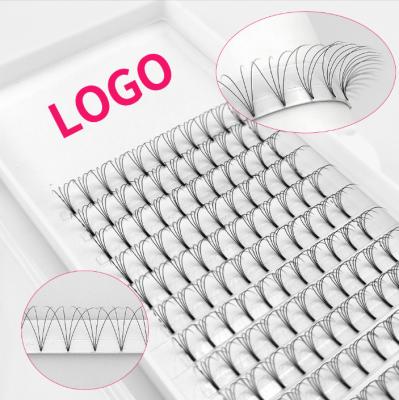 China Natural Soft Pre made fans lashes Extension Black High Quality  Large Tray Natural long stem Russian volume lashes for sale